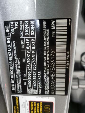 4JGDA5HB7EA391761 - 2014 MERCEDES-BENZ ML 350 4MATIC SILVER photo 13
