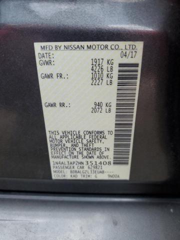 1N4AL3AP2HN351408 - 2017 NISSAN ALTIMA 2.5 GRAY photo 12