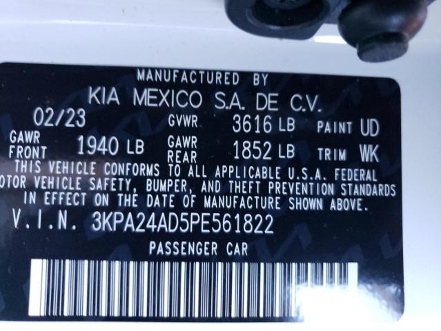 3KPA24AD5PE561822 - 2023 KIA RIO LX WHITE photo 12