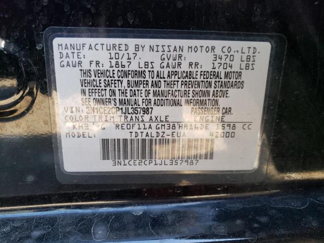 3N1CE2CP1JL357987 - 2018 NISSAN VERSA NOTE S BLACK photo 12