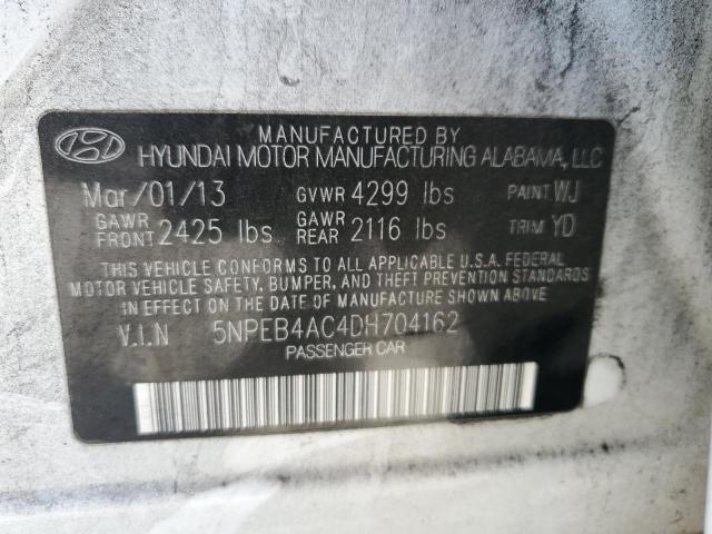 5NPEB4AC4DH704162 - 2013 HYUNDAI SONATA GLS WHITE photo 12