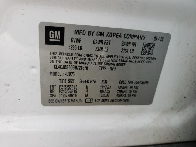 KL4CJBSB0GB721576 - 2016 BUICK ENCORE CONVENIENCE 白色 照片 12