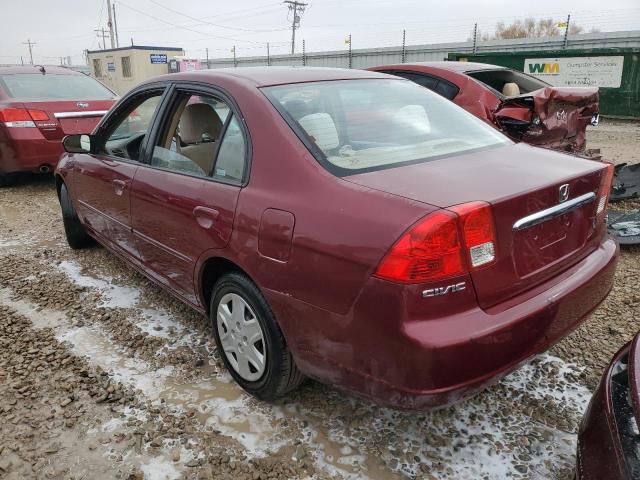 2HGES16533H508697 - 2003 HONDA CIVIC LX BURGUNDY photo 2