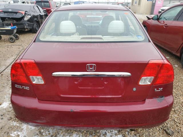 2HGES16533H508697 - 2003 HONDA CIVIC LX BURGUNDY photo 6