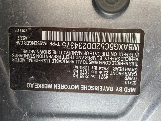 WBAXG5C52DD234375 - 2013 BMW 528 I GRAY photo 10