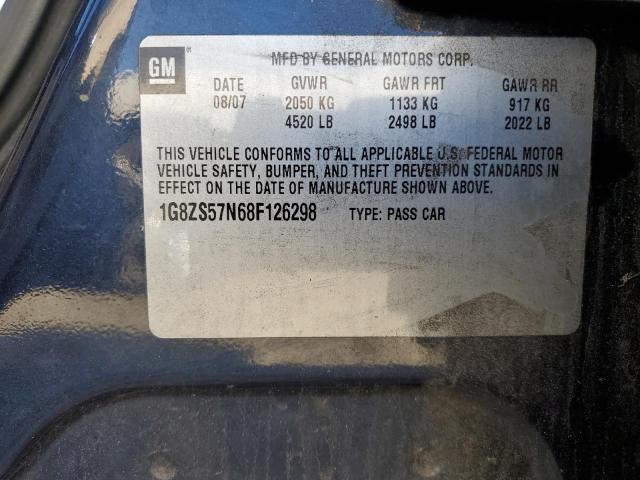 1G8ZS57N68F126298 - 2008 SATURN AURA XE BLUE photo 12