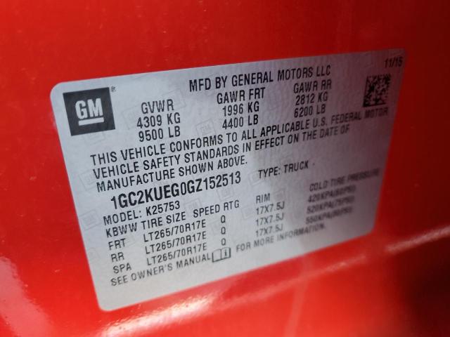 1GC2KUEG0GZ152513 - 2016 CHEVROLET SILV2500 4 K2500 HEAVY DUTY RED photo 12