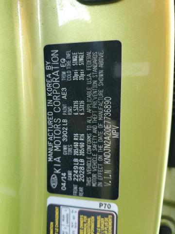 KNDJN2A20E7736890 - 2014 KIA SOUL GREEN photo 13