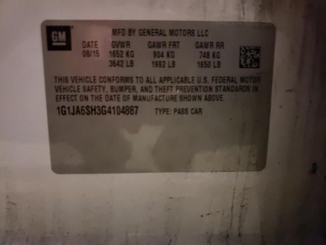 1G1JA6SH3G4104887 - 2016 CHEVROLET SONIC LS Ağ foto 12