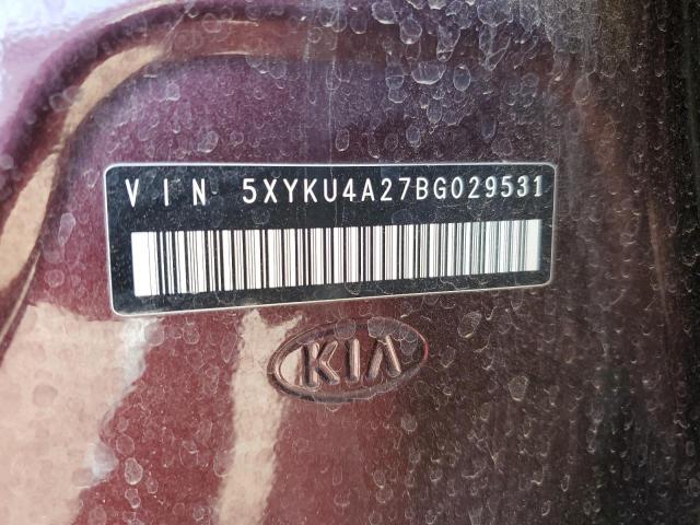 5XYKU4A27BG029531 - 2011 KIA SORENTO EX BURGUNDY photo 12