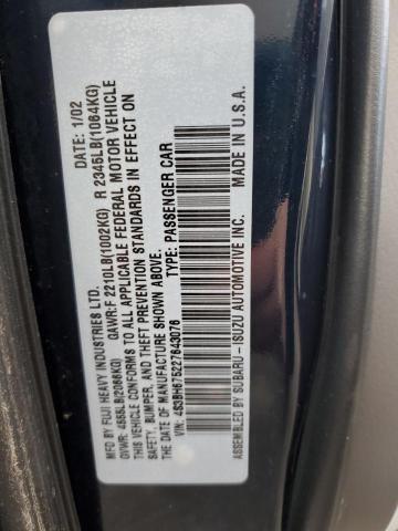 4S3BH675227643076 - 2002 SUBARU LEGACY OUTBACK AWP 蓝色 照片 12