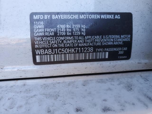 WBA8J1C50HK711238 - 2017 BMW 328 D XDRIVE WHITE photo 12