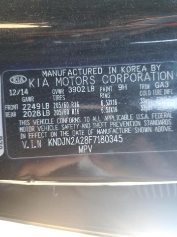 KNDJN2A28F7180345 - 2015 KIA SOUL BLACK photo 12