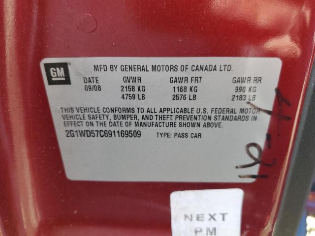 2G1WD57C691169509 - 2009 CHEVROLET IMPALA SS RED photo 12