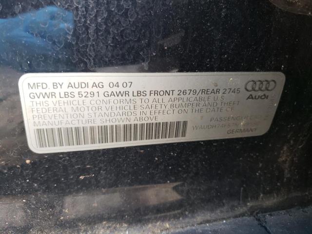 WAUDH74F57N149550 - 2007 AUDI A6 3.2 QUATTRO BLUE photo 12