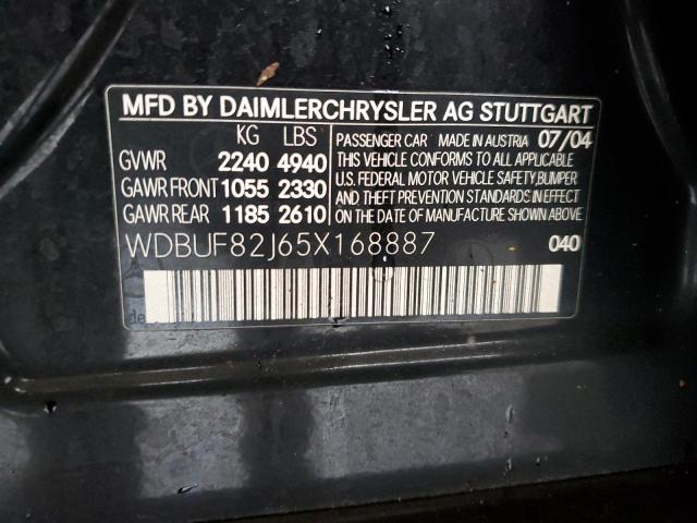 WDBUF82J65X168887 - 2005 MERCEDES-BENZ E 320 4MATIC BLACK photo 12