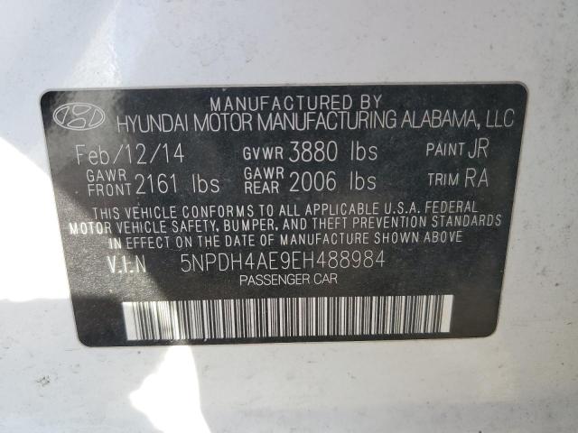 5NPDH4AE9EH488984 - 2014 HYUNDAI ELANTRA SE WHITE photo 12