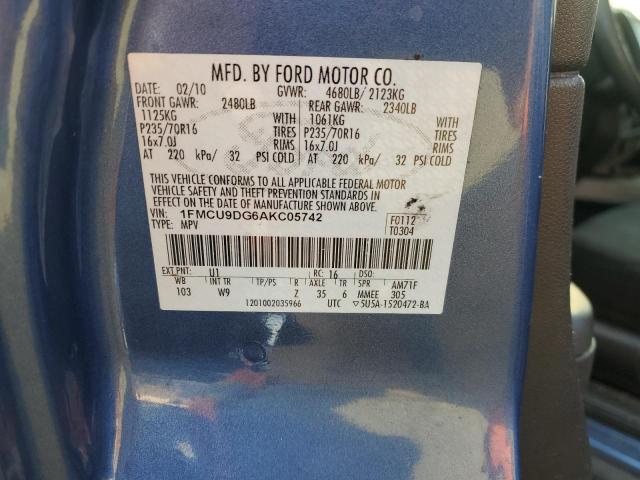 1FMCU9DG6AKC05742 - 2010 FORD ESCAPE XLT BLUE photo 13