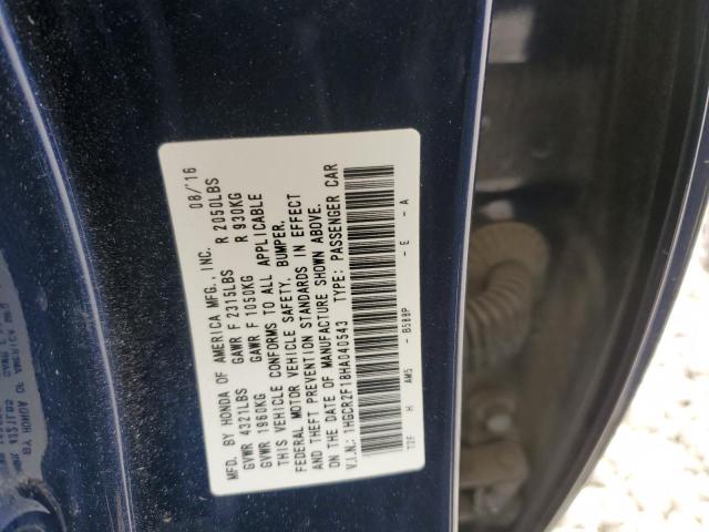 1HGCR2F18HA040543 - 2017 HONDA ACCORD SPORT SPECIAL EDITION BLUE photo 12