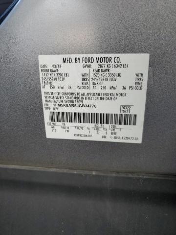 1FM5K8AR5JGB34776 - 2018 FORD EXPLORER POLICE INTERCEPTOR SILVER photo 12