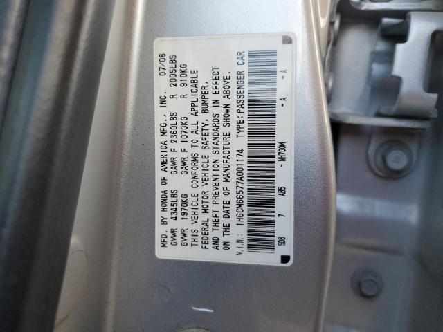 1HGCM66577A001174 - 2007 HONDA ACCORD EX SILVER photo 12