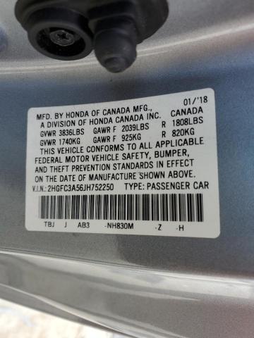 2HGFC3A56JH752250 - 2018 HONDA CIVIC SI SILVER photo 12