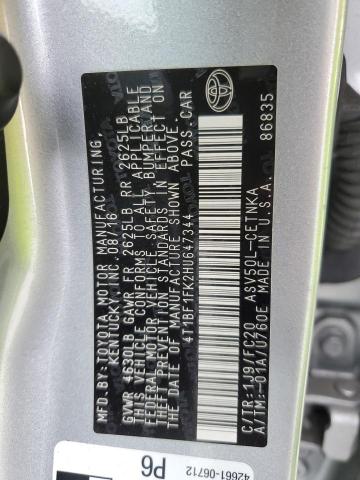 4T1BF1FK2HU647344 - 2017 TOYOTA CAMRY LE SILVER photo 12