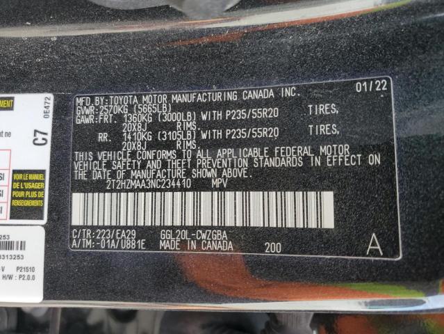 2T2HZMAA3NC234410 - 2022 LEXUS RX 350 BLACK photo 13