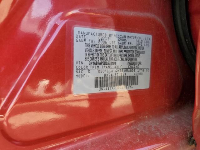 3N1AB7AP3DL678191 - 2013 NISSAN SENTRA S RED photo 12