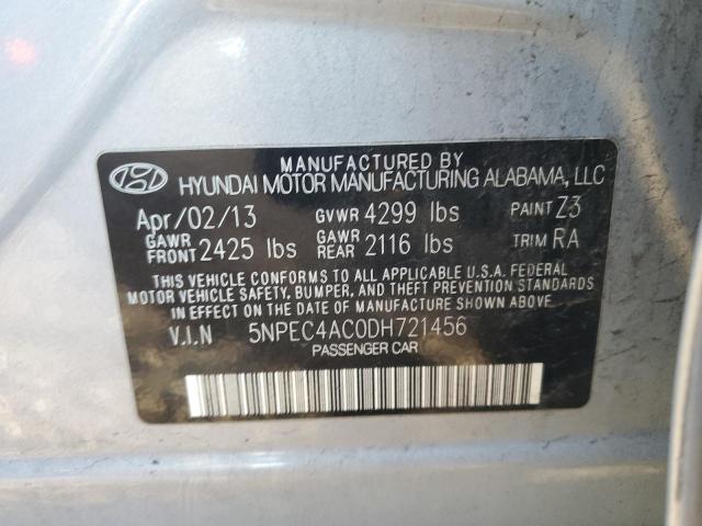 5NPEC4AC0DH721456 - 2013 HYUNDAI SONATA SE BLUE photo 12