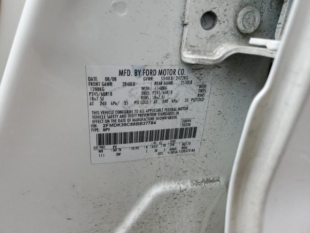 2FMDK39C88BB37784 - 2008 FORD EDGE LIMITED WHITE photo 12