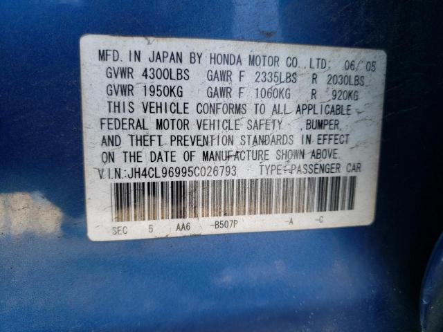 JH4CL96995C026793 - 2005 ACURA TSX BLUE photo 13