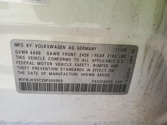 WVWJK93C29P050959 - 2009 VOLKSWAGEN PASSAT TURBO WHITE photo 12