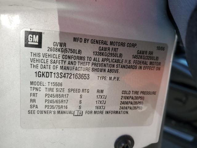 1GKDT13S472163653 - 2007 GMC ENVOY SILVER photo 13