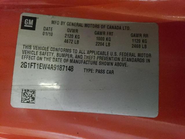 2G1FT1EW4A9187148 - 2010 CHEVROLET CAMARO SS ORANGE photo 12