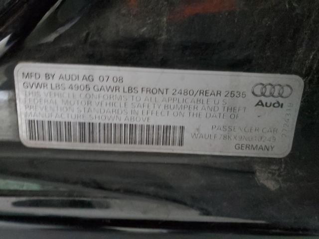 WAULF78KX9N010249 - 2009 AUDI A4 2.0T QUATTRO BLACK photo 12