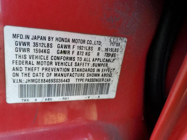 JHMGE88469S036443 - 2009 HONDA FIT SPORT RED photo 13