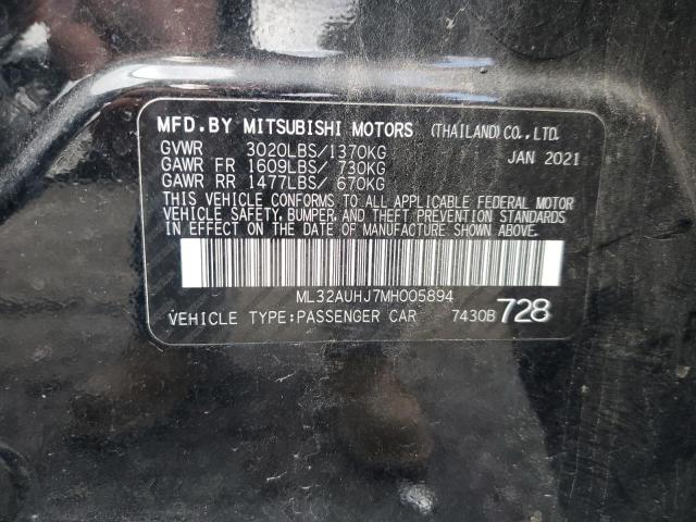 ML32AUHJ7MH005894 - 2021 MITSUBISHI MIRAGE ES BLACK photo 12