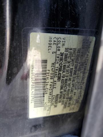 3N1BC1CP8BL423951 - 2011 NISSAN VERSA S BLACK photo 12