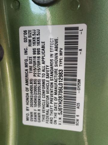 5J6YH28706L012983 - 2006 HONDA ELEMENT EX GREEN photo 12