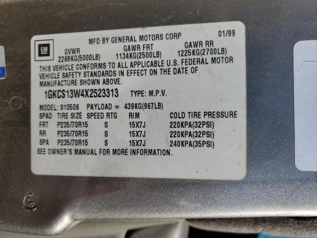 1GKCS13W4X2523313 - 1999 GMC JIMMY Ոսկեգույն լուսանկար 13