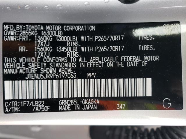 JTENU5JR9P6197063 - 2023 TOYOTA 4RUNNER SE SILVER photo 13