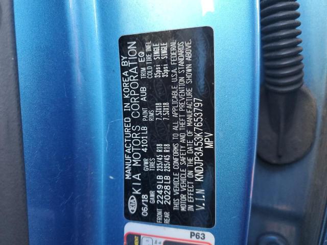 KNDJP3A53K7653797 - 2019 KIA SOUL + BLUE photo 12