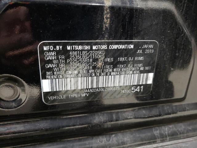 JA4AD2A39LZ006578 - 2020 MITSUBISHI OUTLANDER ES BLACK photo 12