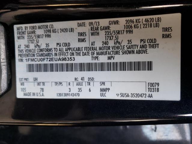 1FMCU0F72EUA98353 - 2014 FORD ESCAPE S BLACK photo 14