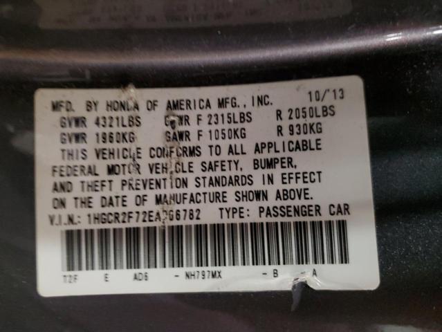 1HGCR2F72EA066782 - 2014 HONDA ACCORD EX GRAY photo 13