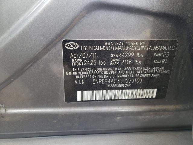 5NPEB4AC3BH279109 - 2011 HYUNDAI SONATA GLS GRAY photo 13