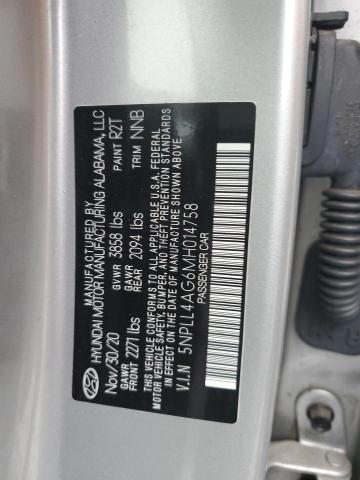 5NPLL4AG6MH014758 - 2021 HYUNDAI ELANTRA SE SILVER photo 12