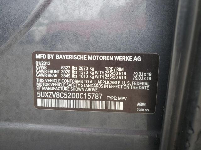 5UXZV8C52D0C15787 - 2013 BMW X5 XDRIVE50I GRAY photo 13