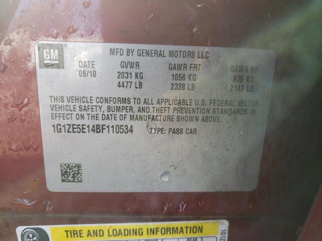 1G1ZE5E14BF110534 - 2011 CHEVROLET MALIBU LTZ ბურგუნდია ფოტო 12